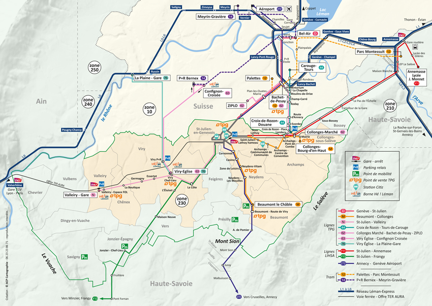 Carte générale de mobilité du Genevois 2022